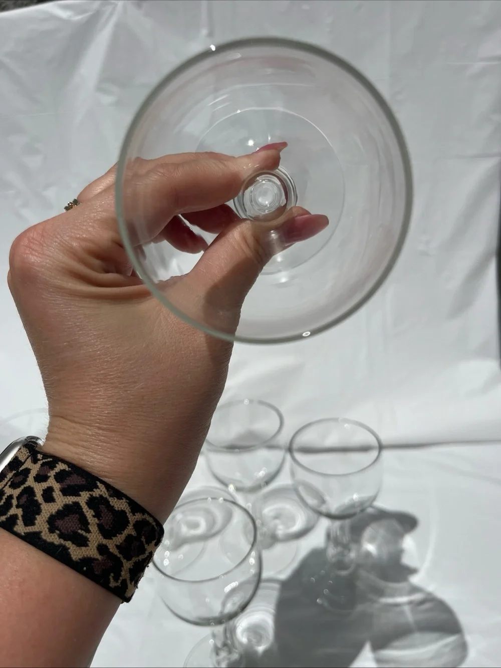 Set of 6 UV Reactive MCM Vintage Hollow Stem Wine Glasses 5x2.5 inches
